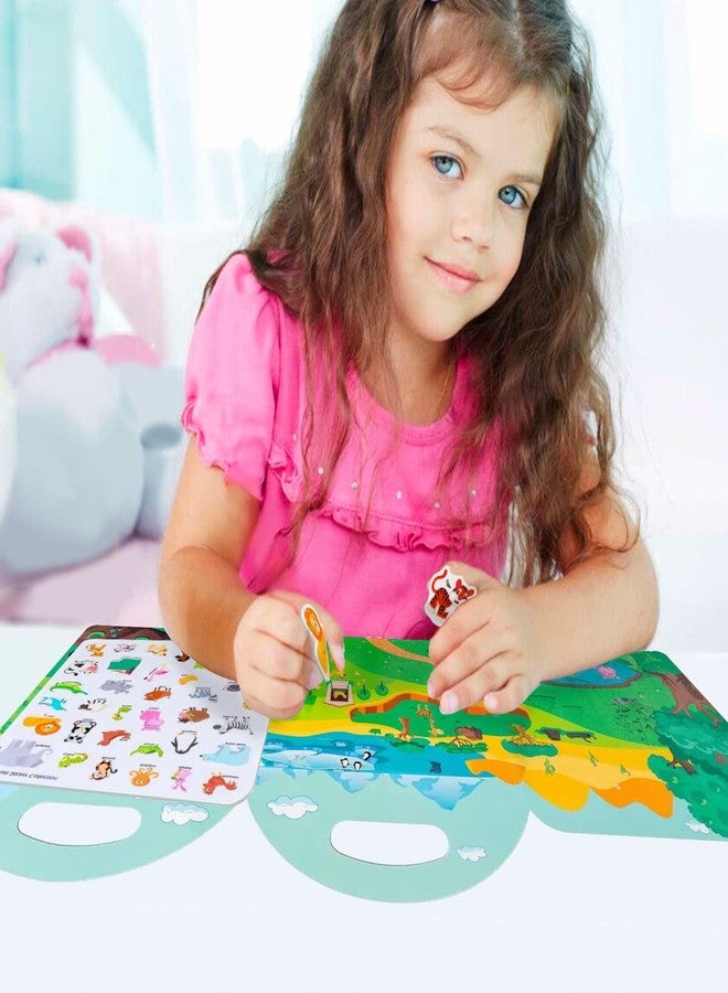 RUSON 2 Sets Portable Jelly Quiet Busy Book, Vehicle & Animal Reusable Sticker Books for Kids, Toddler Sticker Activity Book Preschool Learning Activities Educational Toys for Girls Boys Ages 3+ - Image 5
